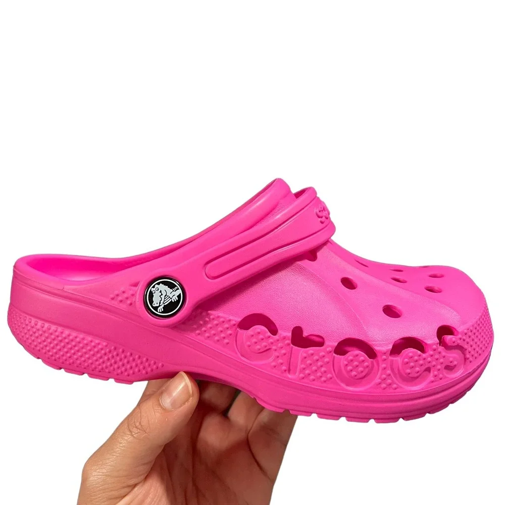 Crocs Baya Youth Girls Slip-on Clogs Size 2 (J2) Pink Water Friendly Lightweight